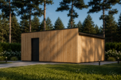 Holzgarage mit Flachdach (34mm + Holzverschalung), 6x6m, 36m² – Bild 2