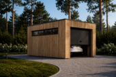 Holzgarage mit Flachdach(34mm + Holzverschalung), 3,2x5,2m, 16,6m²