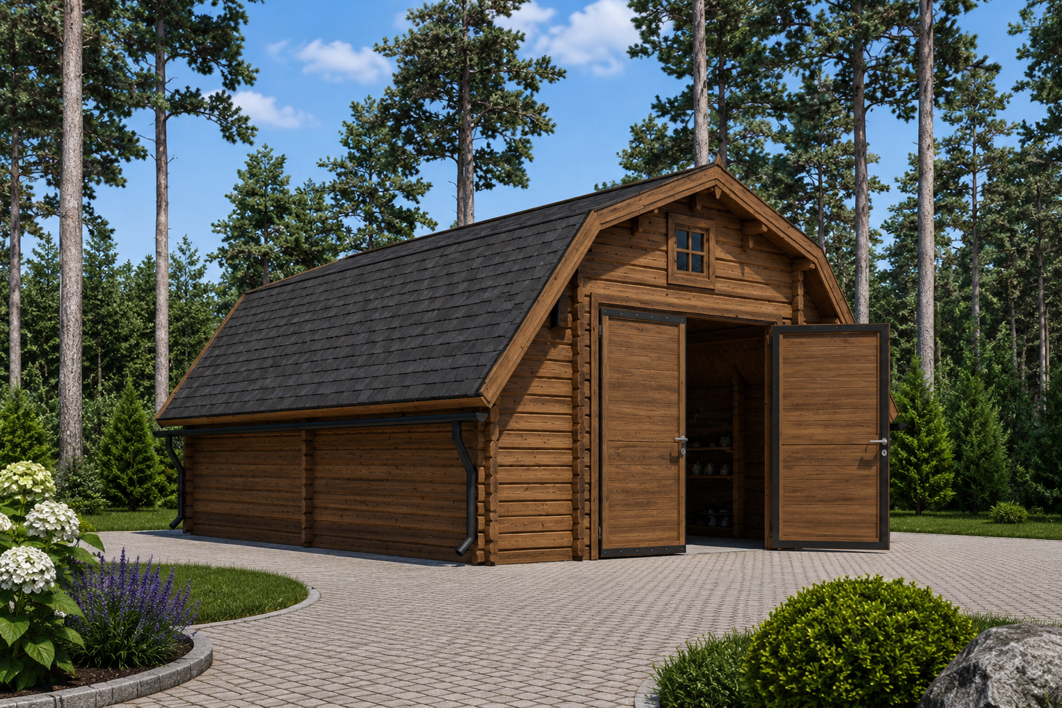 Holzgarage Kansas (44 Mm) · 5 × 6 M (1) Holzgarage Kansas (44mm), 5x6m, 30m² – Bild 1