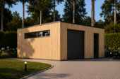 Holzgarage mit Flachdach Plus (34mm + Holzverschalung), 6x6m, 36m² – Bild 2