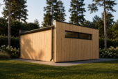 Holzgarage mit Flachdach Plus (34mm + Holzverschalung), 6x6m, 36m² – Bild 4