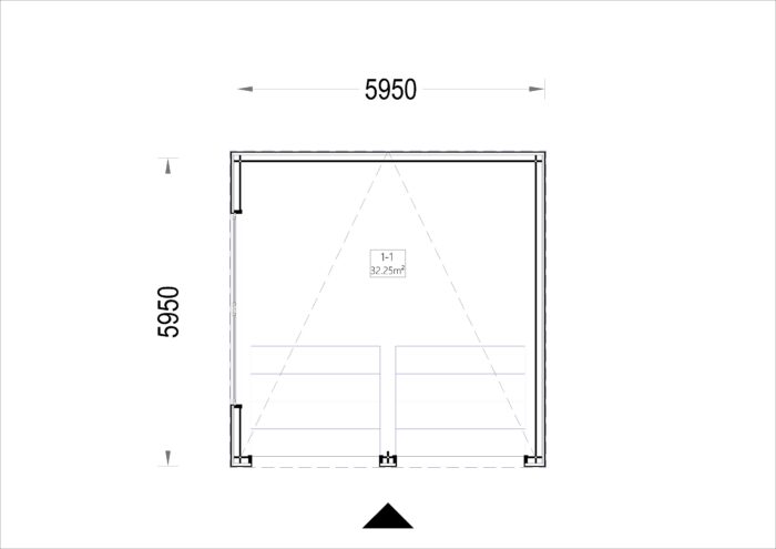 Doppelgarage mit Flachdach (34mm + Holzverschalung), 6x6m, 36m²