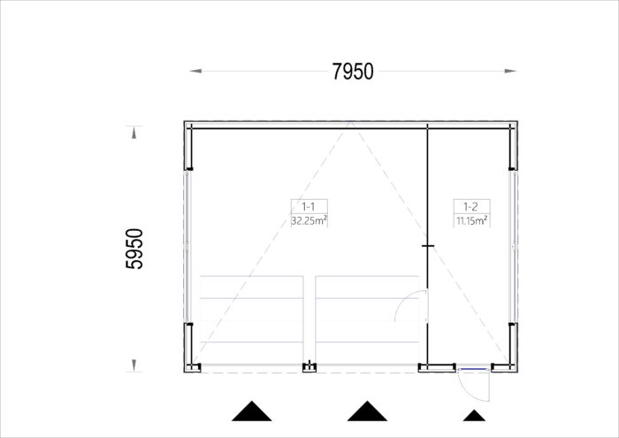 Holzgarage mit Flachdach Plus (34mm + Holzverschalung), 8x6m, 48m²