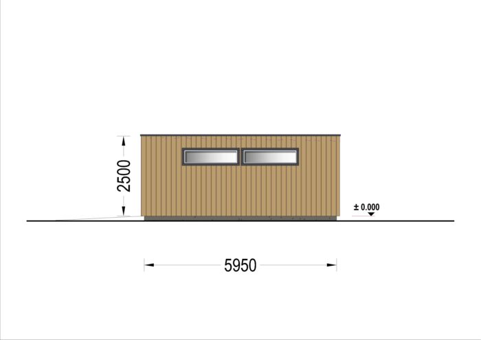 Holzgarage mit Flachdach Plus (34mm + Holzverschalung), 8x6m, 48m²