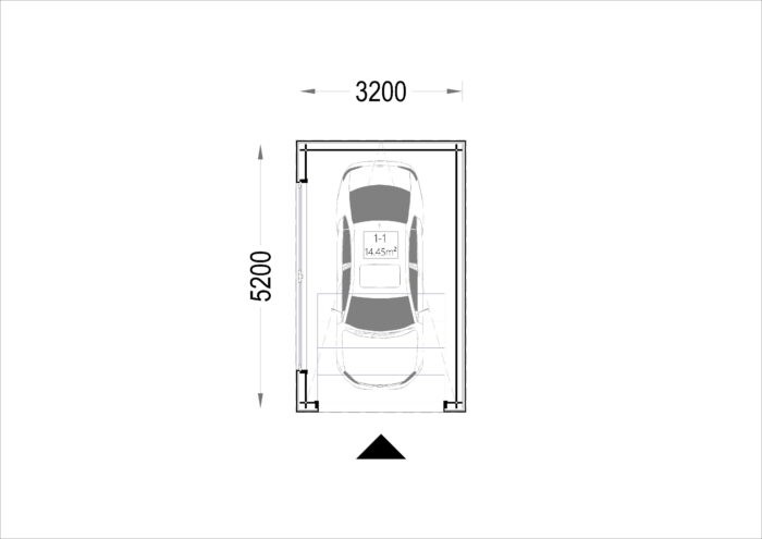 Holzgarage mit Flachdach(34mm + Holzverschalung), 3,2x5,2m, 16,6m²