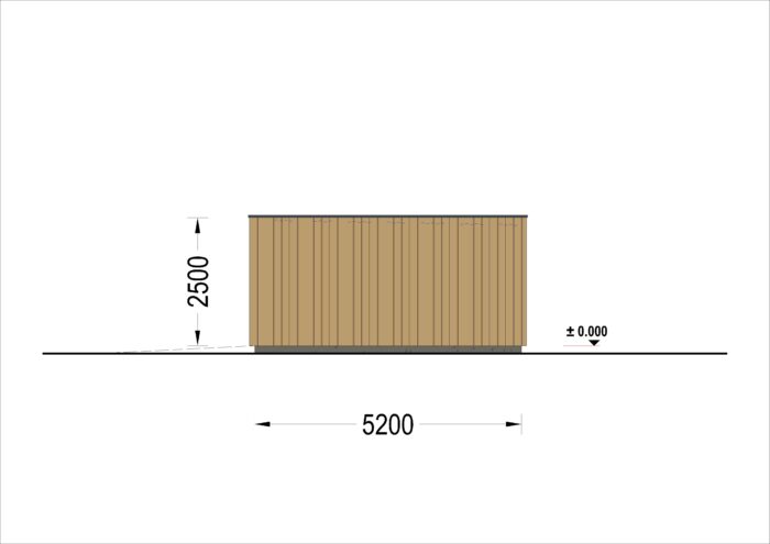 Holzgarage mit Flachdach(34mm + Holzverschalung), 3,2x5,2m, 16,6m²