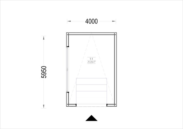 Holzgarage mit Flachdach mit 34mm + Holzverschalung, 4x6m, 24m²