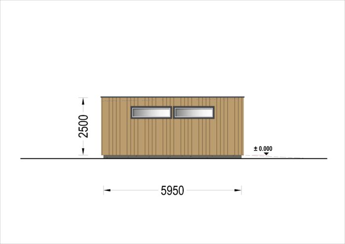 Holzgarage mit Flachdach mit 34mm + Holzverschalung, 4x6m, 24m²