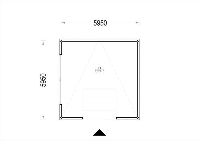 Holzgarage mit Flachdach (34mm + Holzverschalung), 6x6m, 36m²