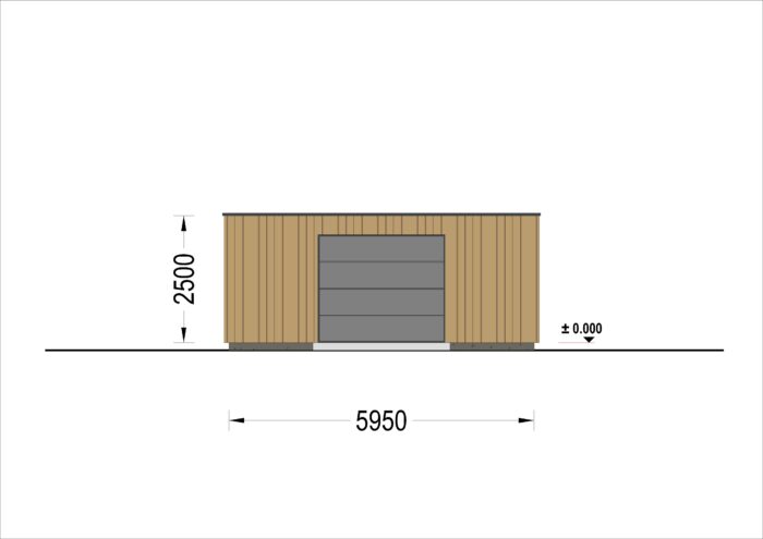 Holzgarage mit Flachdach (34mm + Holzverschalung), 6x6m, 36m²