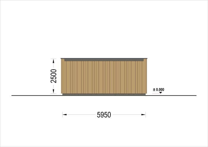 Holzgarage mit Flachdach (34mm + Holzverschalung), 6x6m, 36m²