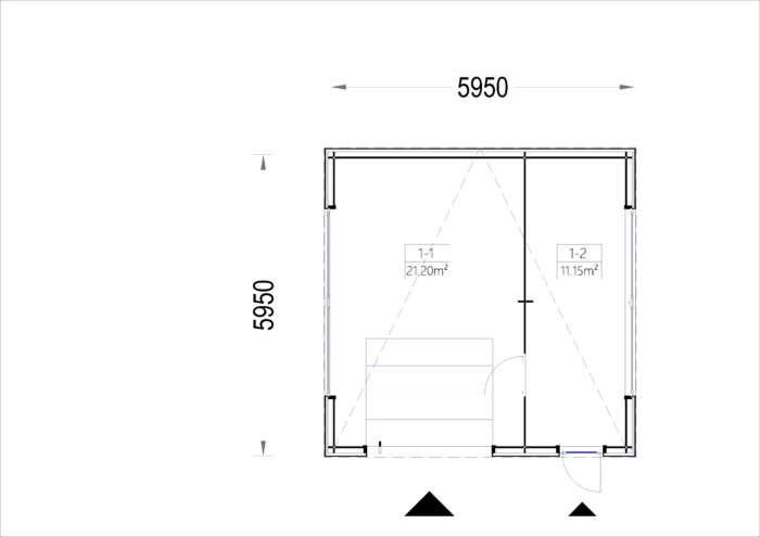 Holzgarage mit Flachdach Plus (34mm + Holzverschalung), 6x6m, 36m²