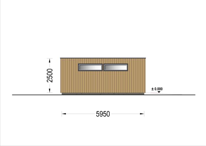 Dreifachgarage mit Flachdach (34mm + Holzverschalung), 9x6m, 54m²