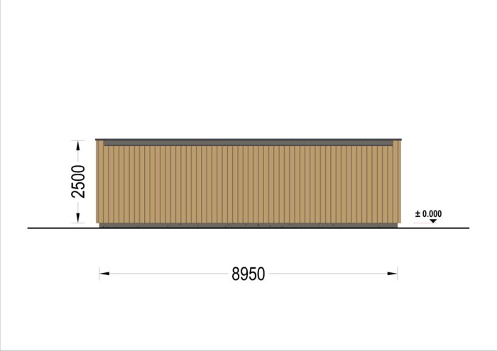 Dreifachgarage mit Flachdach (34mm + Holzverschalung), 9x6m, 54m²