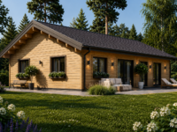 Blockbohlenhaus BERNAU Isoliert, 66 mm + Holzverschalung), 94 m²