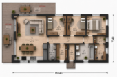 Holzhaus ROMAN(Isoliert, 66 mm + Holzverschalung), 93 m² – Bild 2