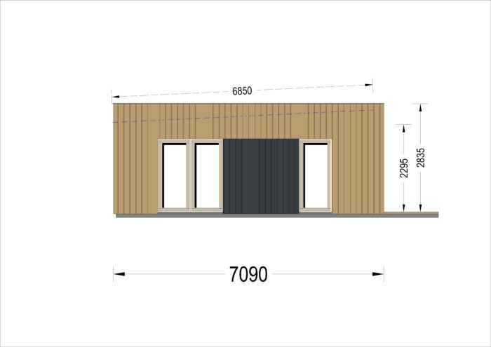 Holzhaus KULM 2 (66 mm + Holzverschalung) 64 m² Isoliert