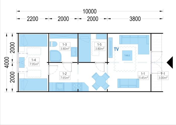 Gartenhaus BRITA 4x10 m, 40 m²