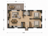 Blockbohlenhaus ANGELA (66 mm), 63m² Isoliert – Bild 2