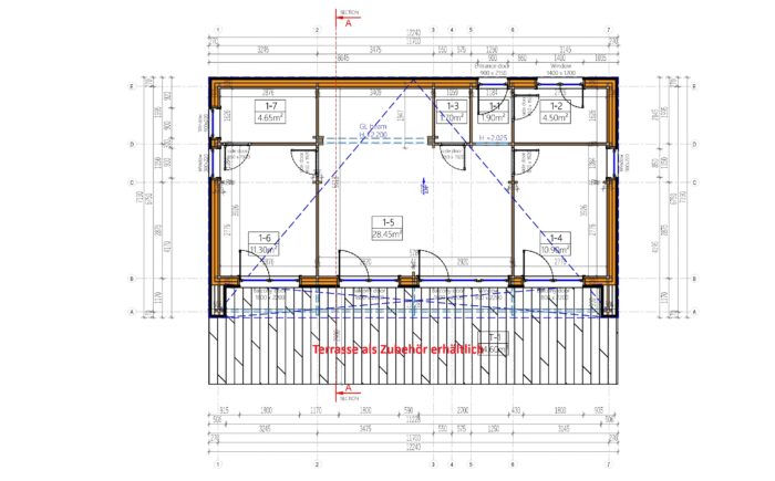 Holzhaus KULM 2 (66 mm + Holzverschalung) 63 m² Isoliert