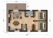 Blockbohlenhaus ANGELA (66 mm), 63m² Isoliert – Bild 2