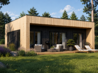 Holzhaus KULM 1 (66 mm + Holzverschalung) 48 m² Isoliert