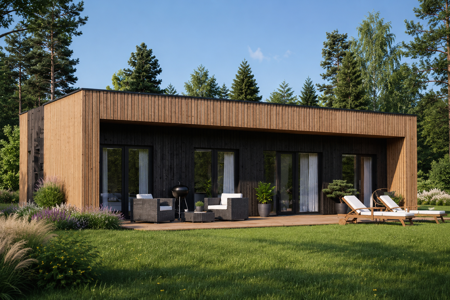 Wohnhaus_Kulm_2 Holzhaus KULM 3 (66 mm + Holzverschalung) 70m² Isoliert – Bild 1