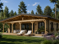 Holzwohnhaus Florenz Isoliert, 66 mm + Holzverschalung, 84 m²