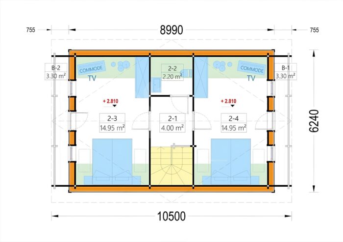 Holzhaus VERENA Isoliert, 66 mm + Holzverschalung, 110 m²