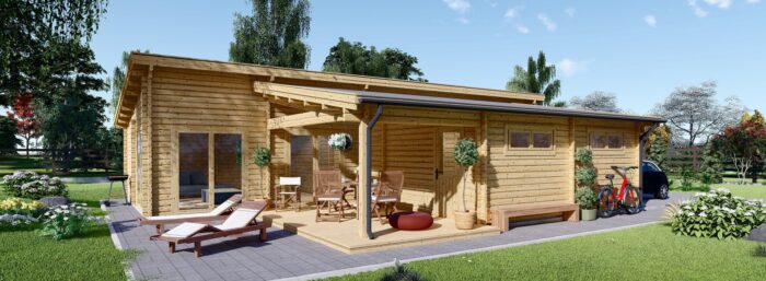 Blockbohlenhaus SEEFELD (44+44 mm) · 105 m² · Extra Isoliert · mit Pultdach – Bild 9