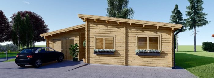 Blockbohlenhaus SEEFELD (44+44 mm) · 105 m² · Extra Isoliert · mit Pultdach – Bild 3
