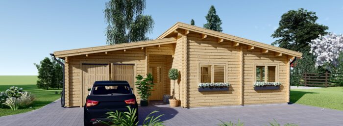 Blockbohlenhaus SEEFELD (44+44 mm) · 105 m² · Extra Isoliert · mit Pultdach – Bild 4