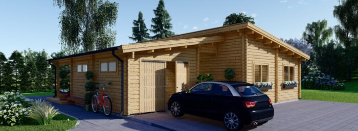 Blockbohlenhaus SEEFELD (44+44 mm) · 105 m² · Extra Isoliert · mit Pultdach – Bild 6