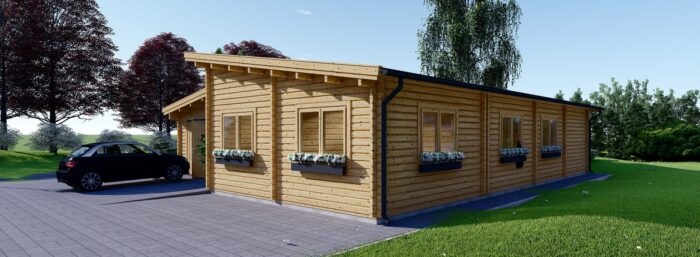 Blockbohlenhaus SEEFELD (44+44 mm) · 105 m² · Extra Isoliert · mit Pultdach – Bild 7