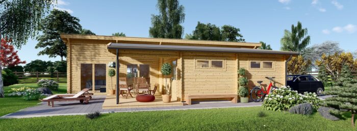 Blockbohlenhaus SEEFELD (44+44 mm) · 105 m² · Extra Isoliert · mit Pultdach – Bild 8