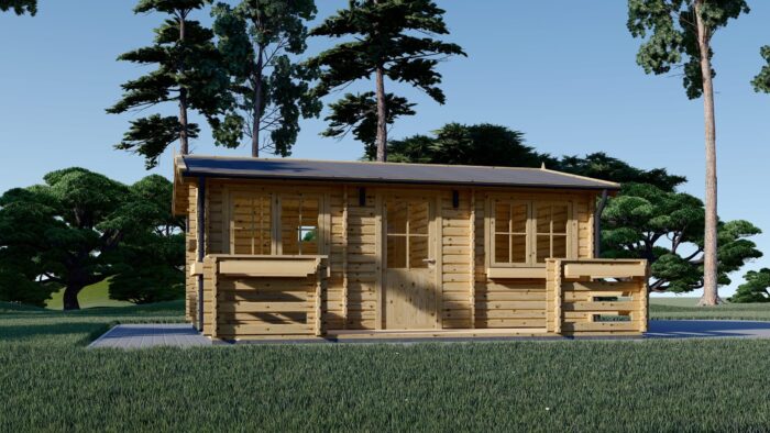 Blockbohlenhaus ARMIN (44 mm) 31 m² mit Satteldach Extra Isoliert – Bild 2