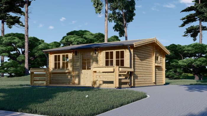 Blockbohlenhaus ARMIN (44 mm) 31 m² mit Satteldach Extra Isoliert – Bild 3