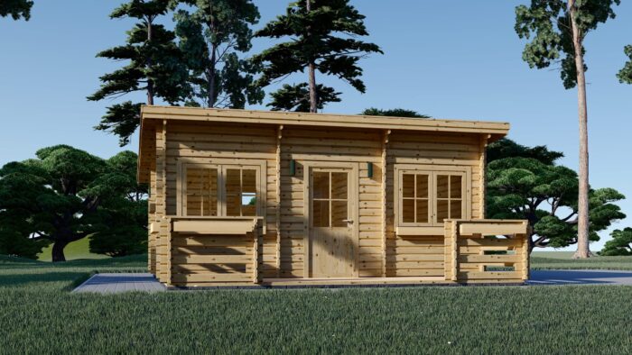 Blockbohlenhaus ARMIN (44+44 mm) · 31 m² · Isoliert · Pultdach – Bild 2