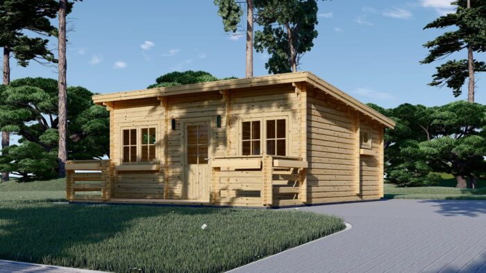 Blockbohlenhaus ARMIN (44+44 mm) · 31 m² · Isoliert · Pultdach – Bild 3