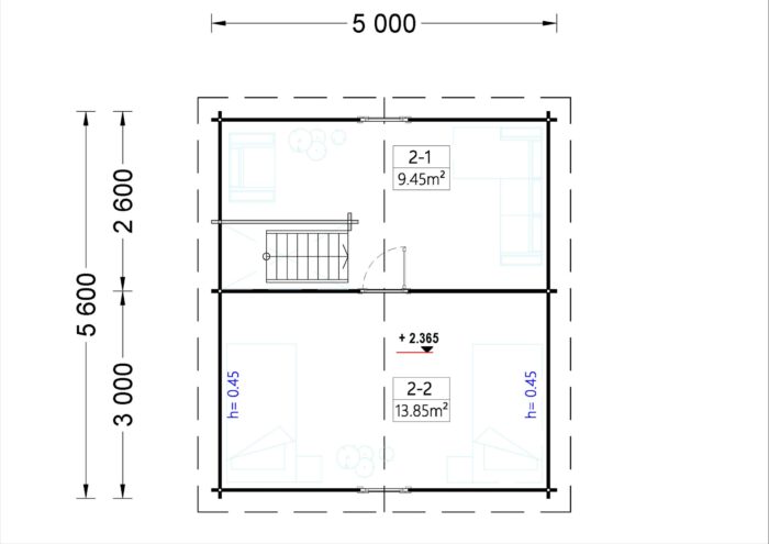 Blockbohlenhaus Tirol mit Schlafboden und Terrasse, 20 m² + 8 m² – Bild 8