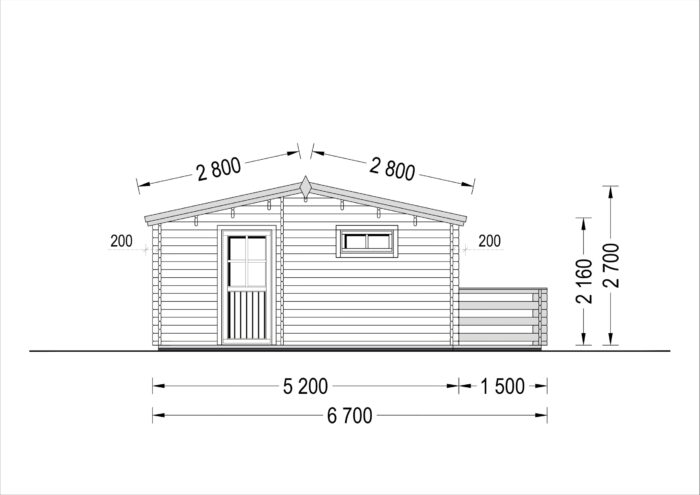 Blockbohlenhaus ARMIN (44 mm) 31 m² mit Satteldach – Bild 8