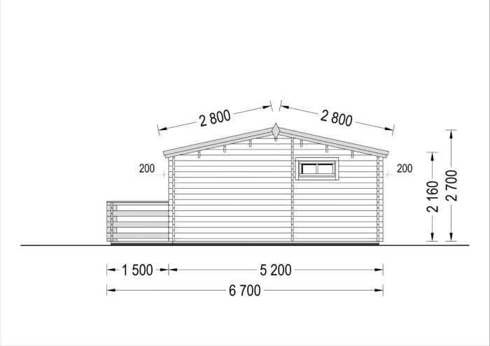 Blockbohlenhaus ARMIN (44 mm) 31 m² mit Satteldach – Bild 10