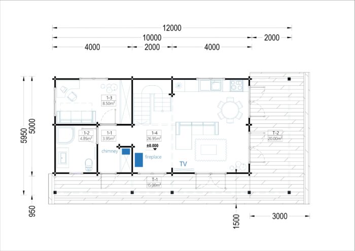 Blockbohlenhaus ANIKA (66 mm) · 139 m² inklusive Terrasse – Bild 6