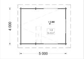 Blockbohlenhaus DORNBIRN (44+44 mm · Extra Isoliert) · 20 m² + 16 m² Schlafboden · Pultdach – Bild 7