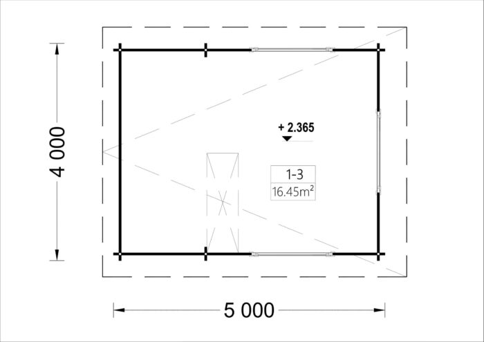 Blockbohlenhaus DORNBIRN (44+44 mm · Extra Isoliert) · 20 m² + 16 m² Schlafboden · Pultdach – Bild 7