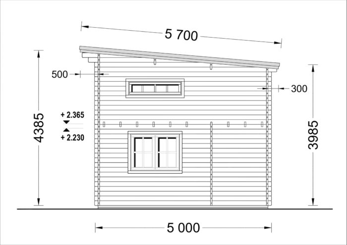 Blockbohlenhaus DORNBIRN (44+44 mm · Extra Isoliert) · 20 m² + 16 m² Schlafboden · Pultdach – Bild 11