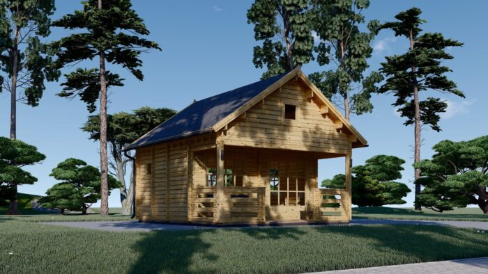 Blockbohlenhaus Tirol mit Schlafboden und Terrasse, 20 m² + 8 m² – Bild 3