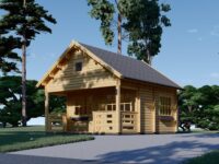 Blockbohlenhaus Tirol mit Schlafboden und Terrasse, 20 m² + 8 m²