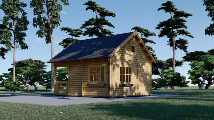 Blockbohlenhaus Tirol mit Schlafboden und Terrasse, 20 m² + 8 m² – Bild 5