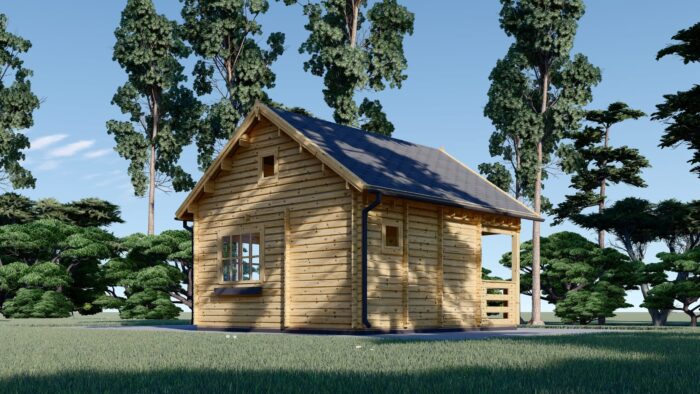 Blockbohlenhaus Tirol mit Schlafboden und Terrasse, 20 m² + 8 m² – Bild 4